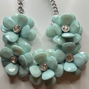Floral Statement Necklace in Light Blue